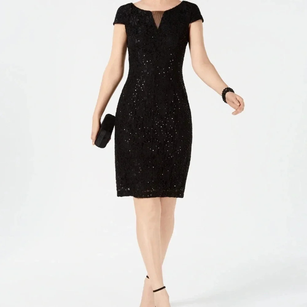 NEW Connected Appeal Women’s 6 Lace Black Formal Lined  Dress‎
